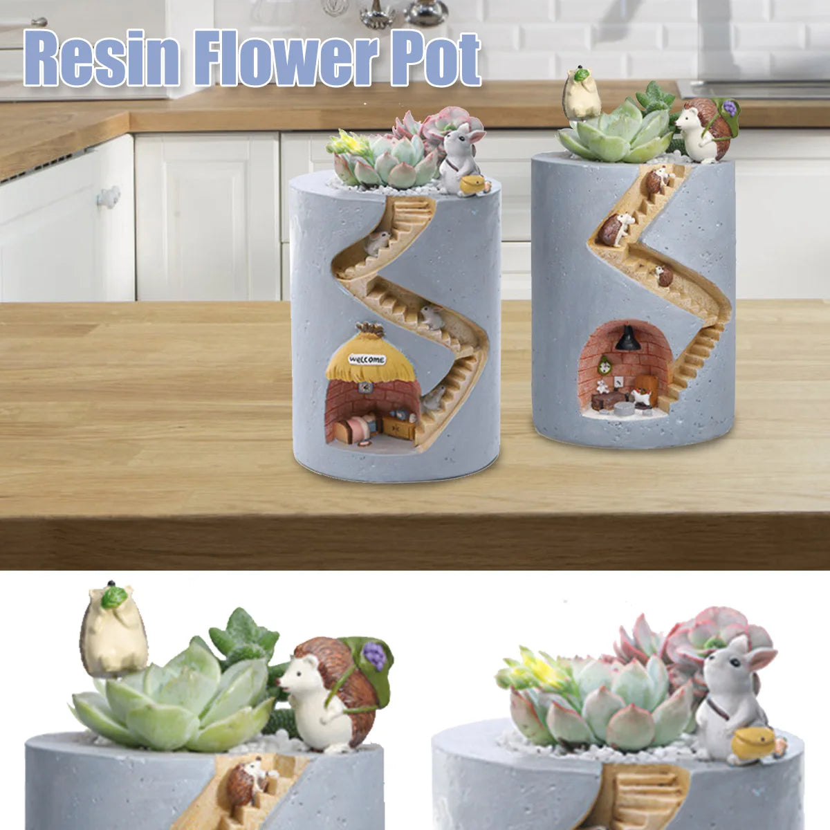 1/5pcs Creative Animal Resin Flower Pot Planter Rabbit Hedgehog Decorative Pot Desktop Ornament Plants Pot for Garden
Home Decor