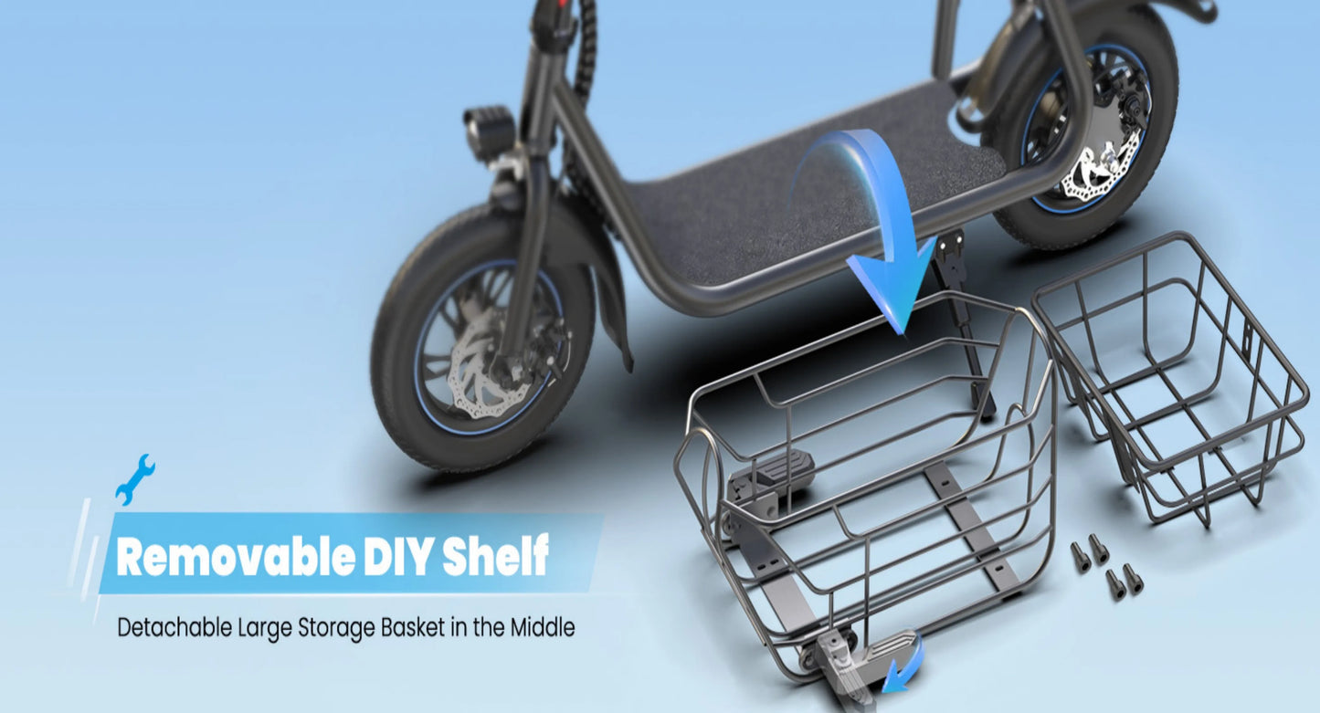 Gyroor Electric Scooter with Basket for Pet, 3 Riding Modes Foldable Electric Scooter for Adults - up to 20 Miles 18.6MPH