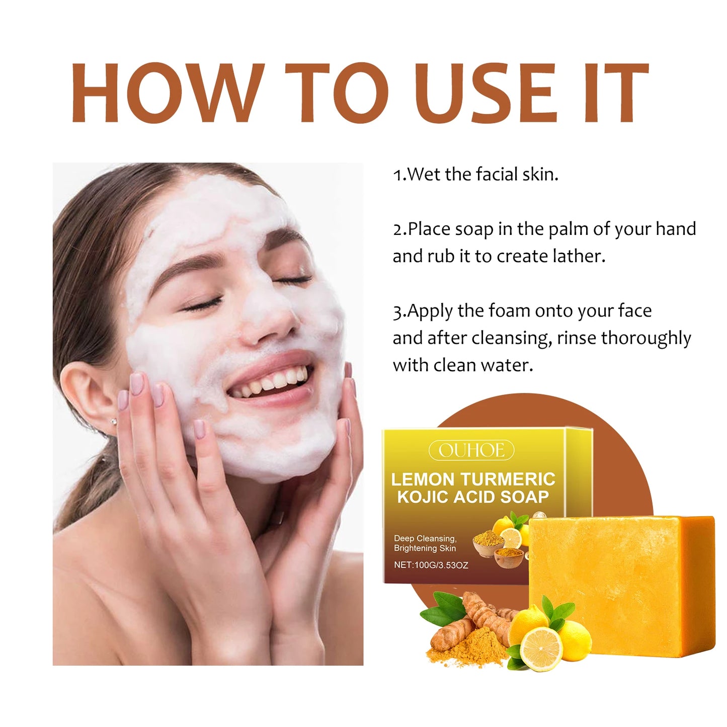 Lemon Turmeric Handmade Soap Lemon Kojic Acid Soap for Skin