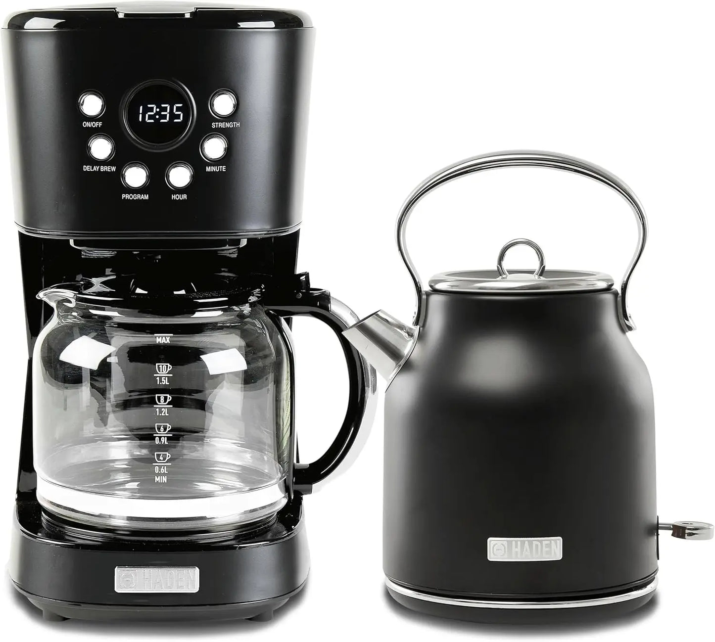 Coffee Machine, 12 Cup Drip Coffee Maker Bundled with Heritage 1.7 Liter Stainless Steel Electric Kettle, Ivory & Copper