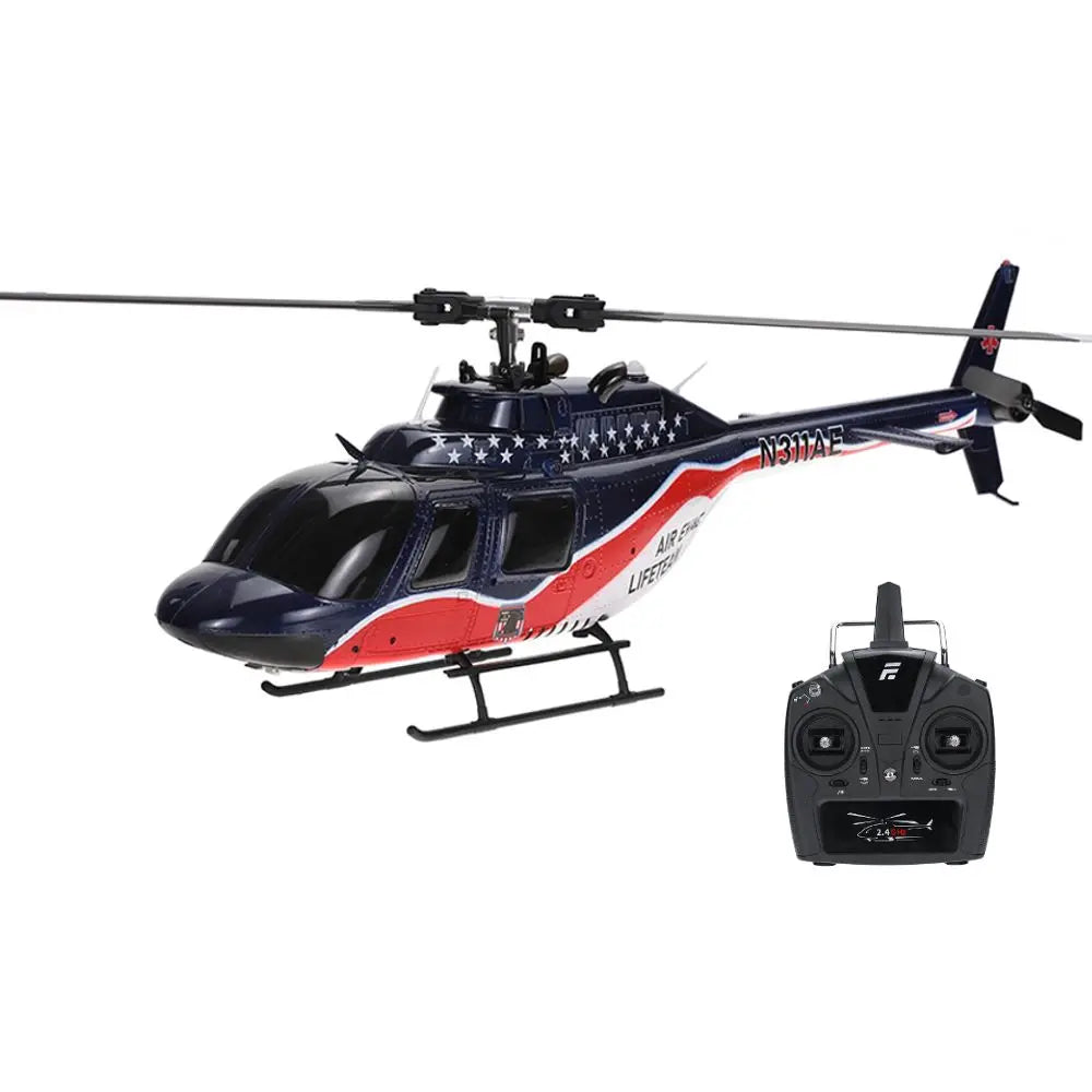 Eachine E186 Bell-206 2.4G 6CH 1/27 Scale Dual Brushless Motor Altitude Hold Optical Flow Positioning intelligent RC Helicopter