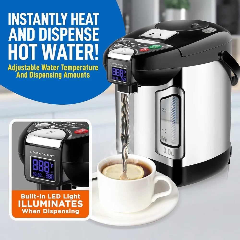 Digital Water Boiler and Warmer,Stainless Electric Hot Water Dispenser,LCD Display,Rotating Base,Keep Warm,Auto Shut Off