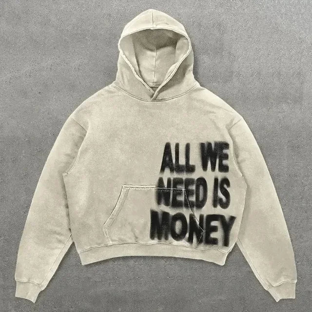 Harajuku Hand touch printing Hoodie Oversized Streetwear Tops Sweatshirt Y2k Clothes Gothic Grunge Hoodies  Men Clothing