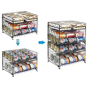 2-Pack Stackable Can Rack Organizer, Can Storage for Kitchen Pantry Cabinet, Can Holders for Food