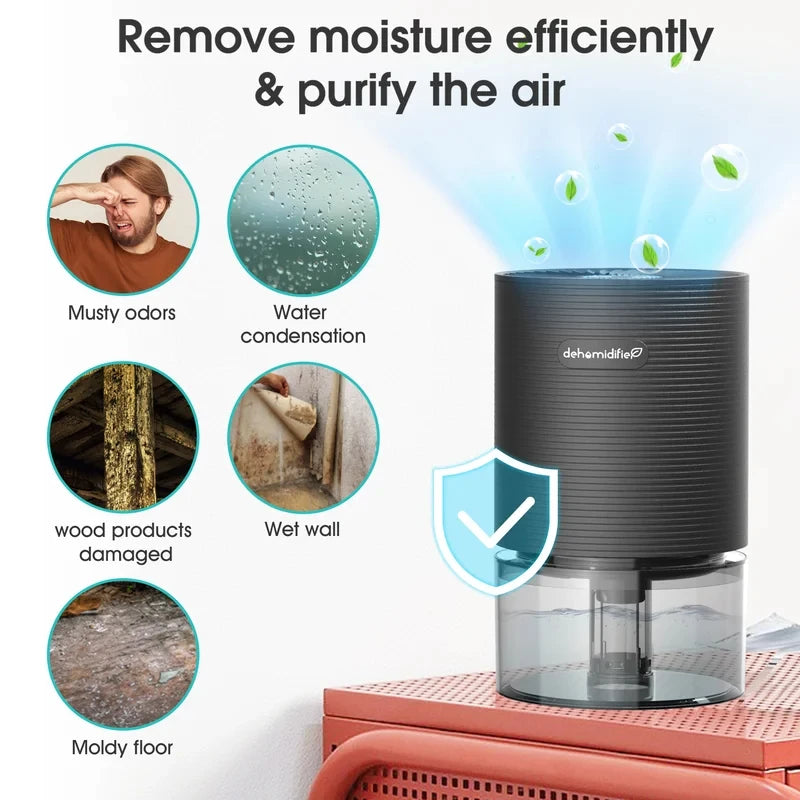 Efficient 25oz Ultra-Quiet Dehumidifier withAuto-Off - Energy Saving,Compact Design for Home, Bedroom, Bathroom,Closet & Office