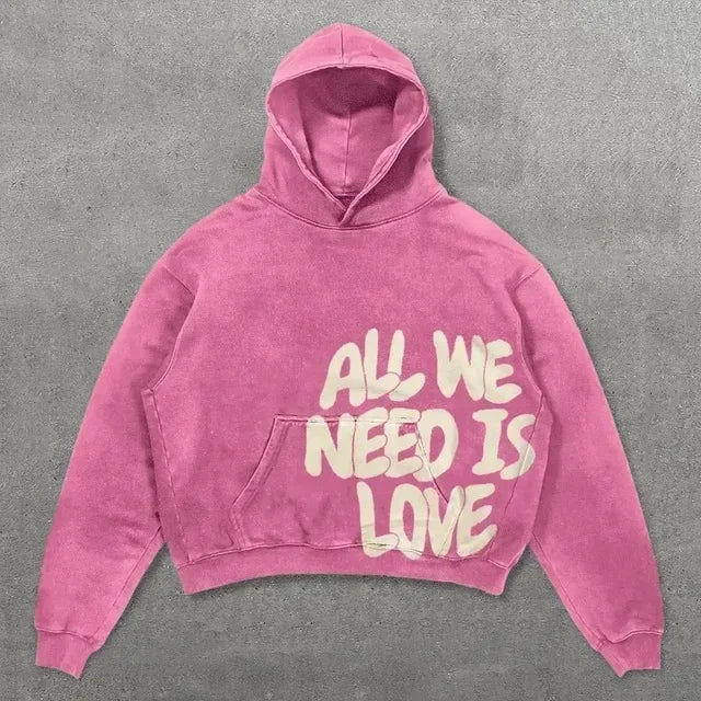 Harajuku Hand touch printing Hoodie Oversized Streetwear Tops Sweatshirt Y2k Clothes Gothic Grunge Hoodies  Men Clothing
