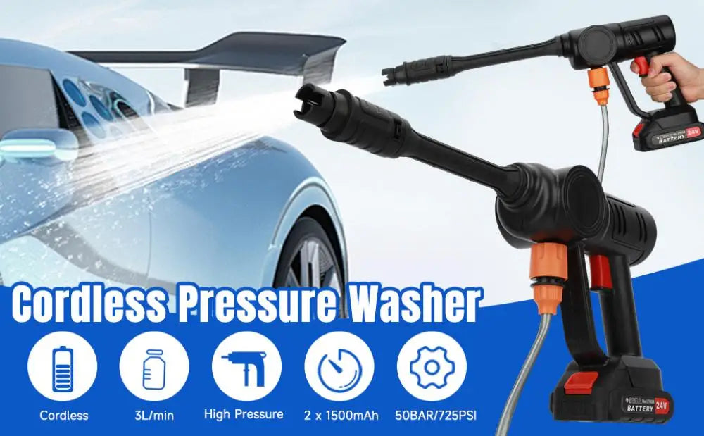 180w Brushless High Pressure Car Washer Gun Electric Garden Washing Water Wash Spray Gun With 2 Batteries 1 Charger Bucket Pipe