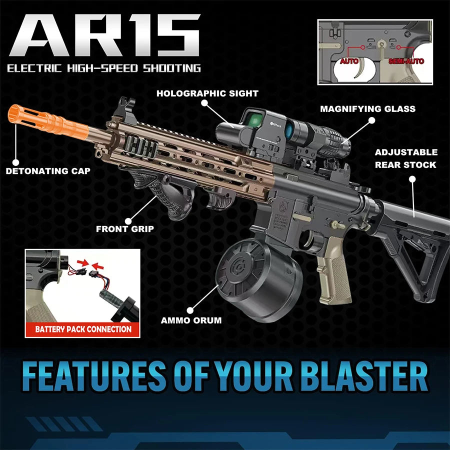 Gel Toy Gun Blaster Automatic, Electric Splatter Ball Toy Gun with Glasses, Fun Shooting Games(Without water bead)