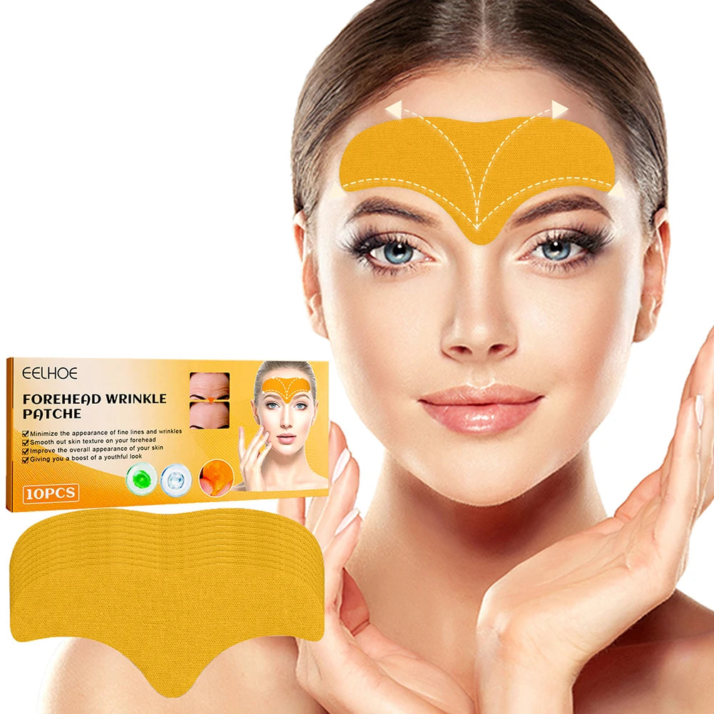 100-10pcs Collagen Forehead Wrinkle Patch Face Mask Head Lines Remover Masks Lifting Anti-Aging Stickers Skin Care Beauty