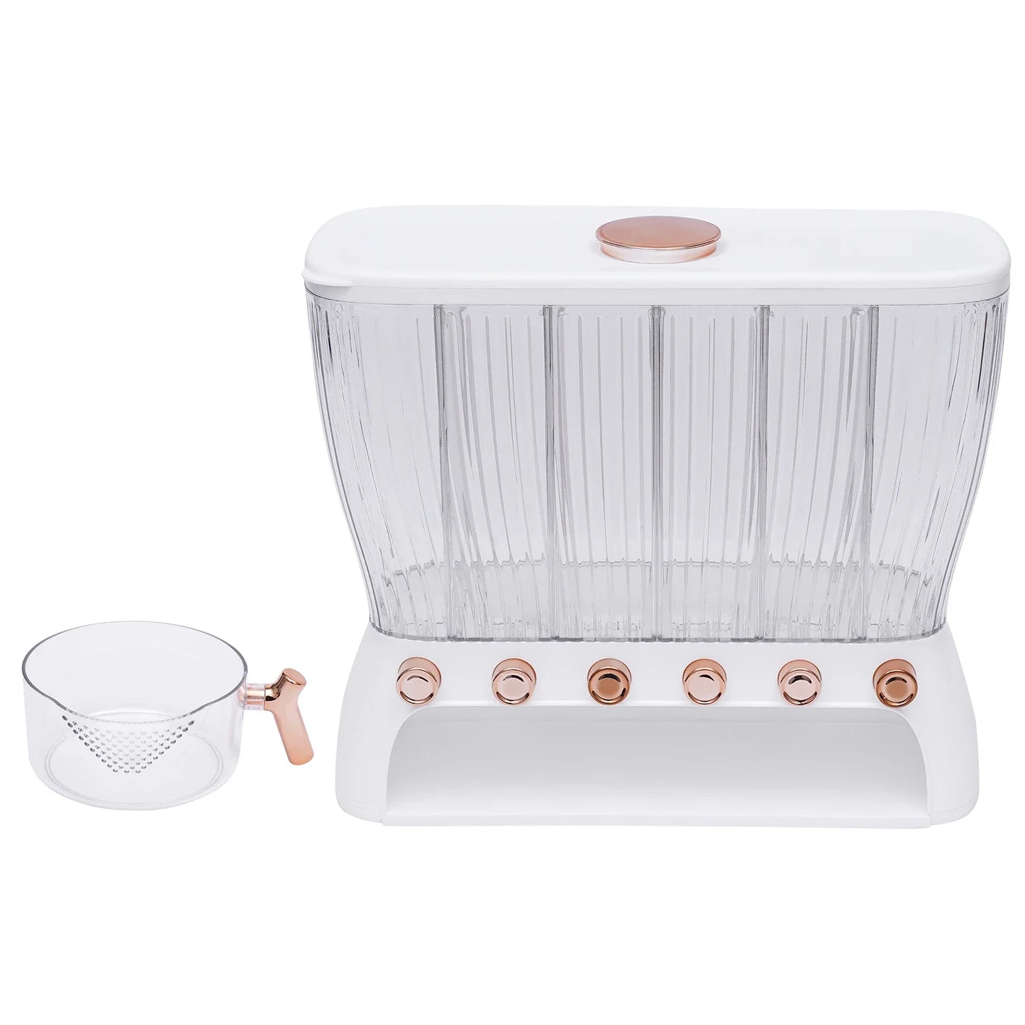Six-Grid Dry Food Dispenser, Large Capacity Grain Storage Container, Removable Lid with Sealing Ring, 10kg/22.05lbs for Kitchens