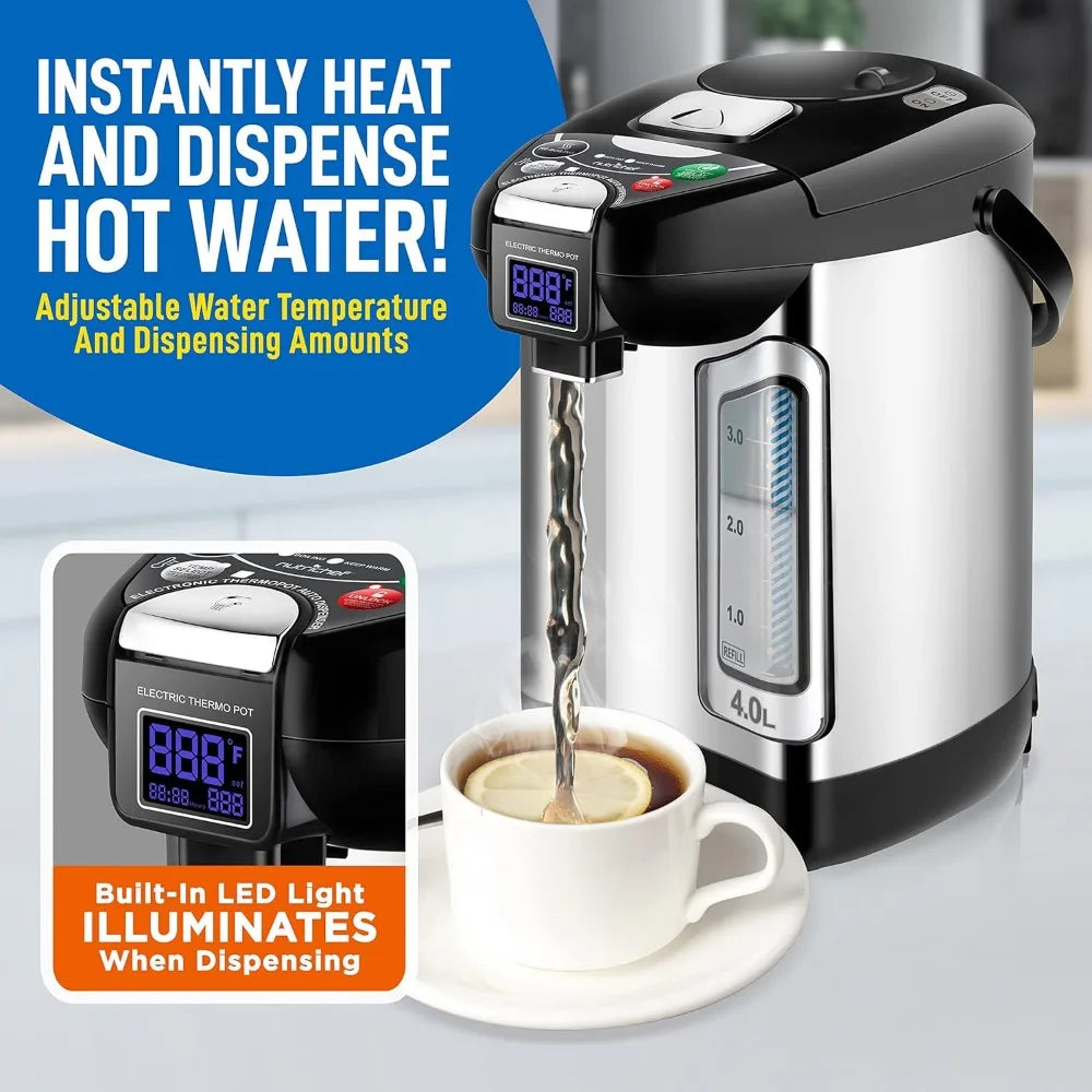Digital Water Boiler and Warmer,Stainless Electric Hot Water Dispenser,LCD Display,Rotating Base,Keep Warm,Auto Shut Off