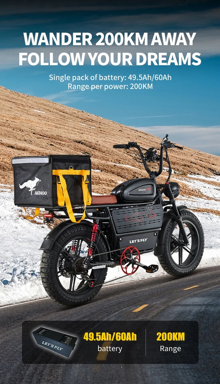 HAHOO H20 20 inches adult electric mountain bike 1000W brushless motor 48V 60Ah ebike dual suspension off road tyre bicycle