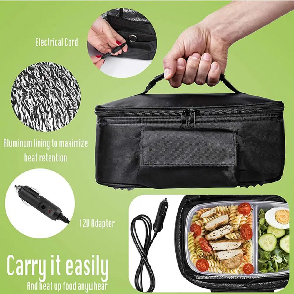 Portable 12V Personal Food Warmer Oven Car Heating Lunch Box Electric Slow Cooker For Road Trip Camping Picnic Traveling