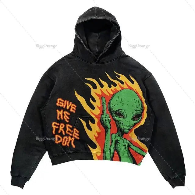Harajuku Oversized Letter Printing Hoodie Streetwear Sweatshirt Y2k Tops Gothic Clothes Grunge Hoodies Women Men Clothing