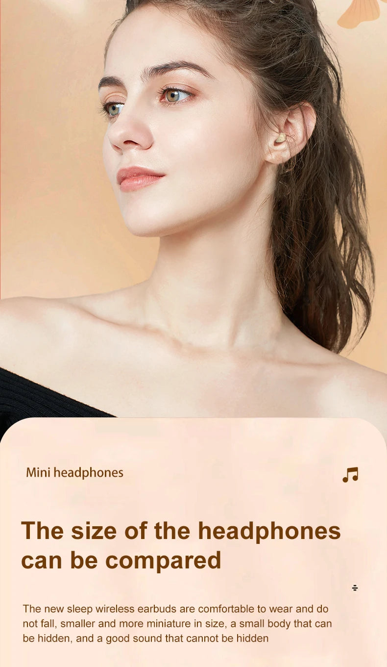 Wireless Bluetooth sleeping Headphones Noise canceling earbuds Hidden Headset Mini Invisible Earphones With Mic Sport Waterproof