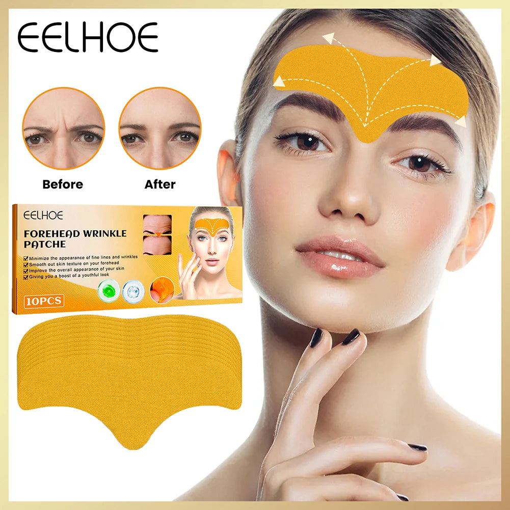 100-10pcs Collagen Forehead Wrinkle Patch Face Mask Head Lines Remover Masks Lifting Anti-Aging Stickers Skin Care Beauty