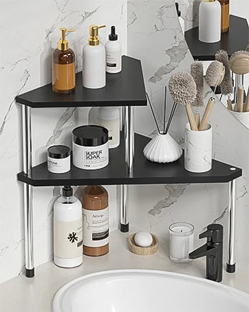 Kitchen Countertop Organizer Corner Shelf - Kitchen Spice Rack Organization 2 Tier Free-Standing Counter Storage Space Saving