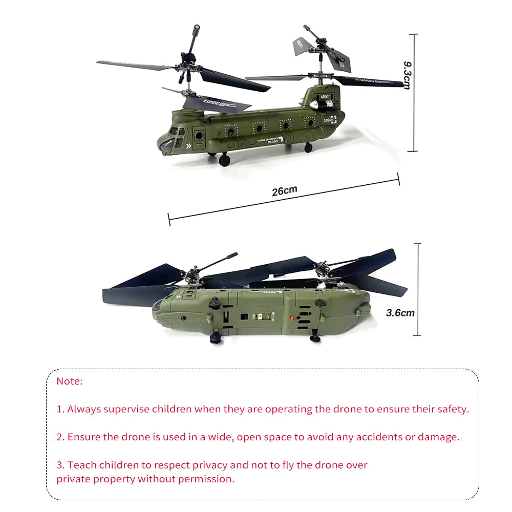 Remote Control Helicopter, 2.4G 3CH Dual Propellers Fixed Height Simulation Remote Control Military Transport Helicopter