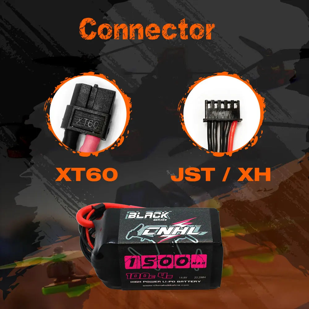 2PCS CNHL 4S 14.8V Lipo Battery 1100mAh 1300mAh 1500mAh 130C With XT60 Plug For FPV Airplane Drone Quadcopter Helicopter Hobby