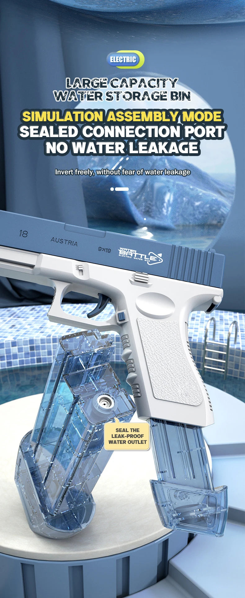 Electric Water Gun High-Pressure Shooting Soaker Full Automatic Water Blaster Spray Pistol Children Gift Party Beach Games