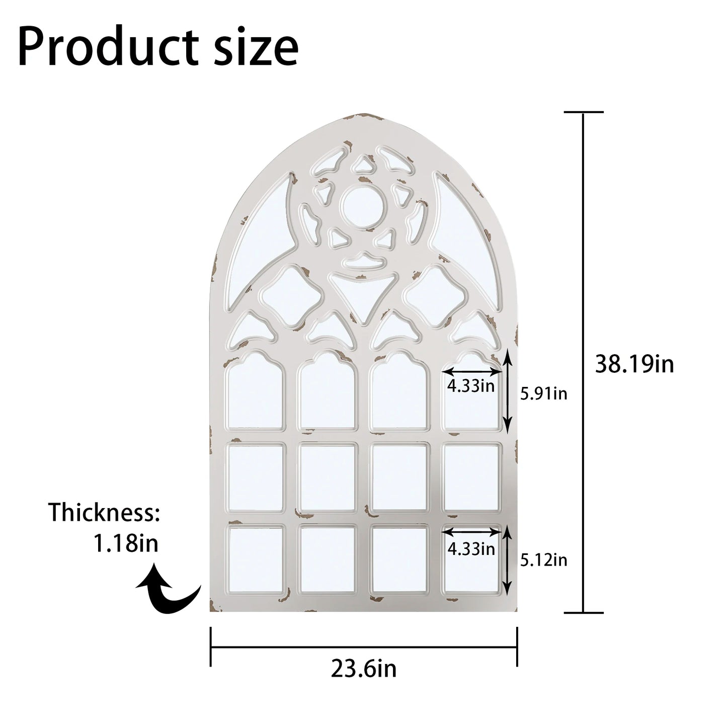 Arched Window Mirror, Big Wall Mirrors Decorative with Wood Framed,Large Retro Farmhouse Mirrors for Kitchen Entryway LivingRoom
