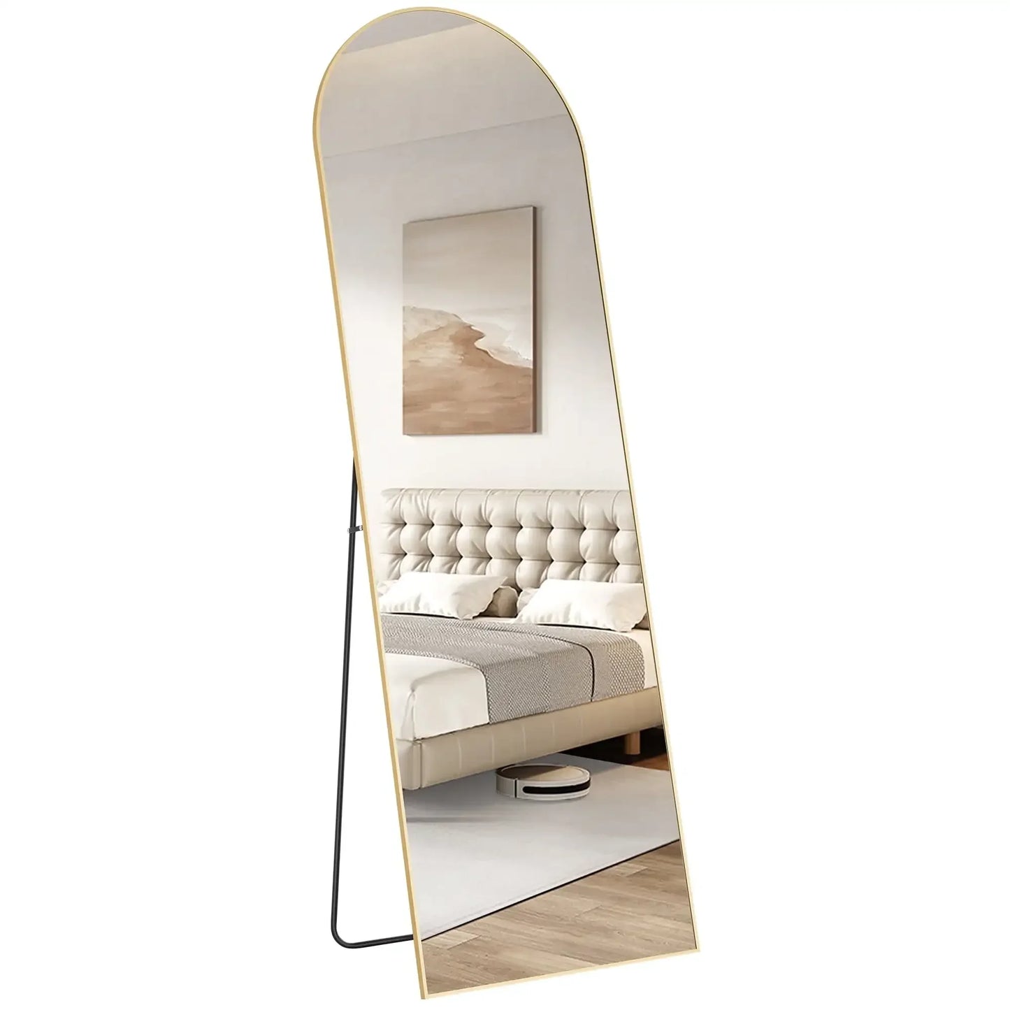 Arched Full Length Mirror 64"x21" Full Body Mirror Rectangle Free Standing Wall Mounted Leaning Hanging Floor Mirrors, Gold