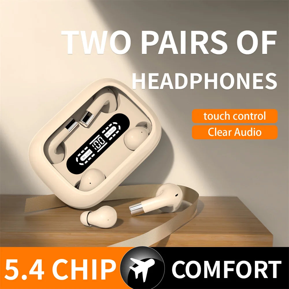 Dual Set Wireless Bluetooth Earbuds Gaming Music Sports HD Audio TWS Headphone Hands-Free Calls Intuitive Touch Control Earphone