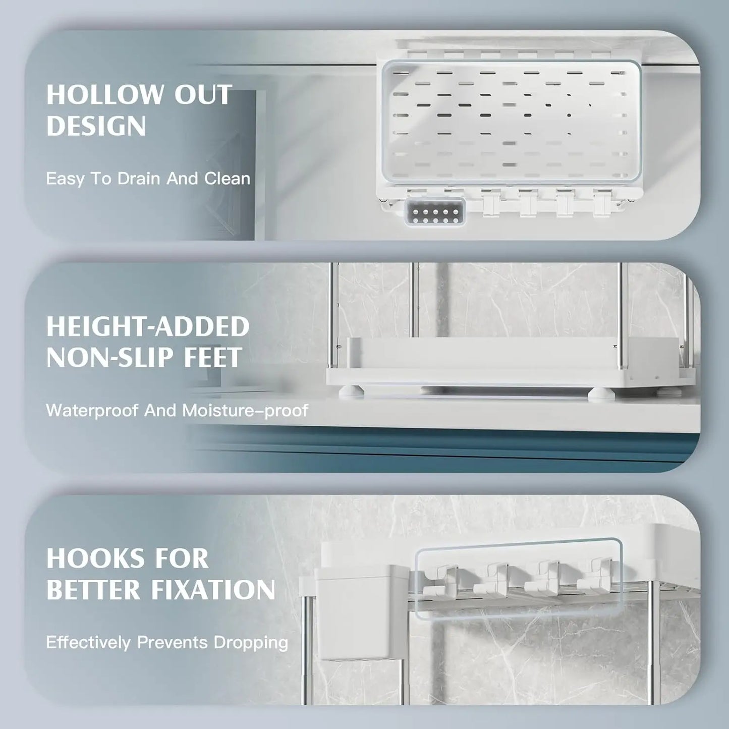 2 Pack Under Sink Organizers and Storage, Double Sliding Kitchen Cabinet Organizer,2 Tier Height Adjustable Countertop Organizer
