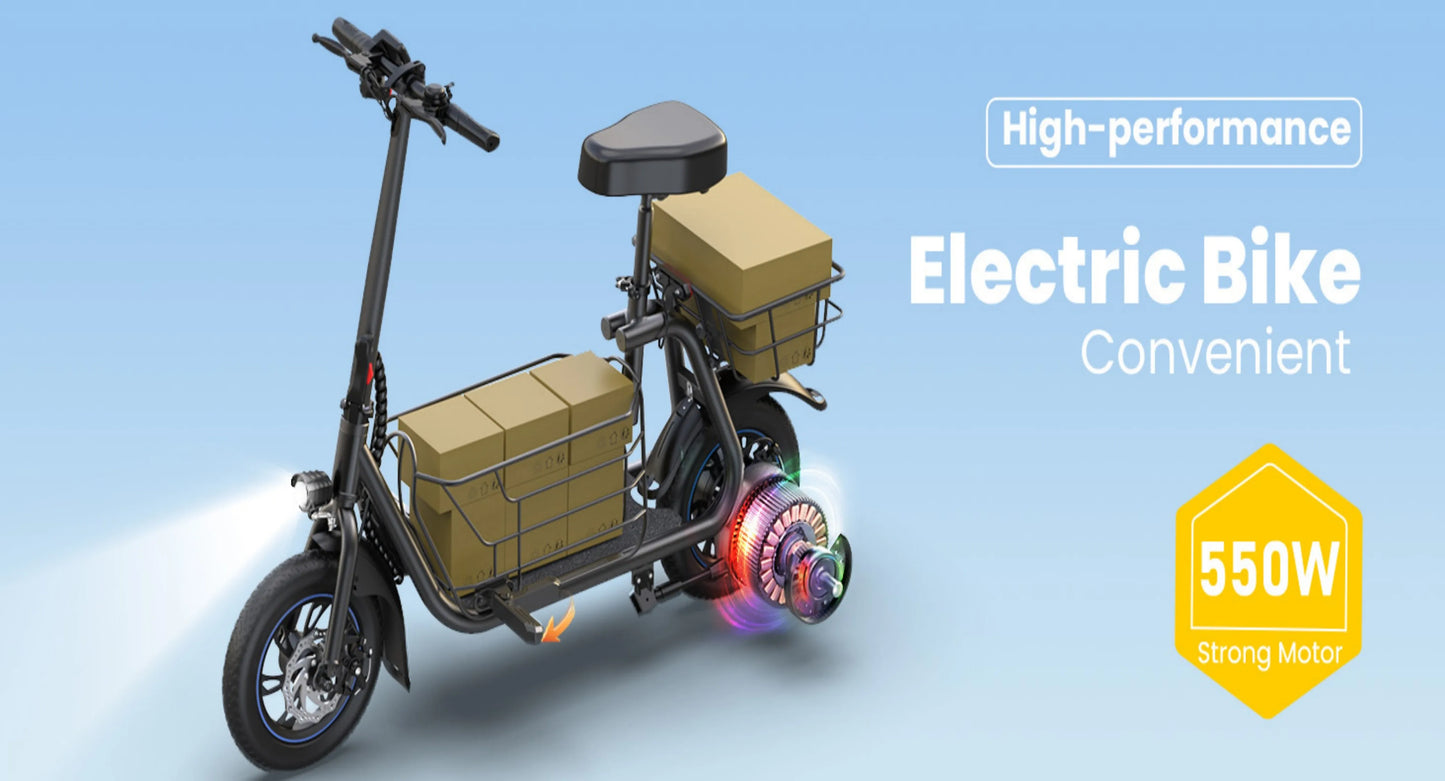 Gyroor Electric Scooter with Basket for Pet, 3 Riding Modes Foldable Electric Scooter for Adults - up to 20 Miles 18.6MPH