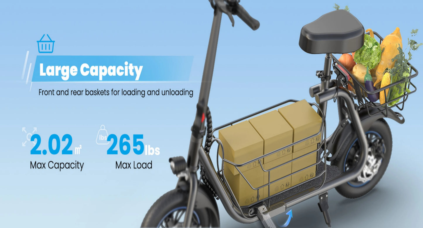 Gyroor Electric Scooter with Basket for Pet, 3 Riding Modes Foldable Electric Scooter for Adults - up to 20 Miles 18.6MPH