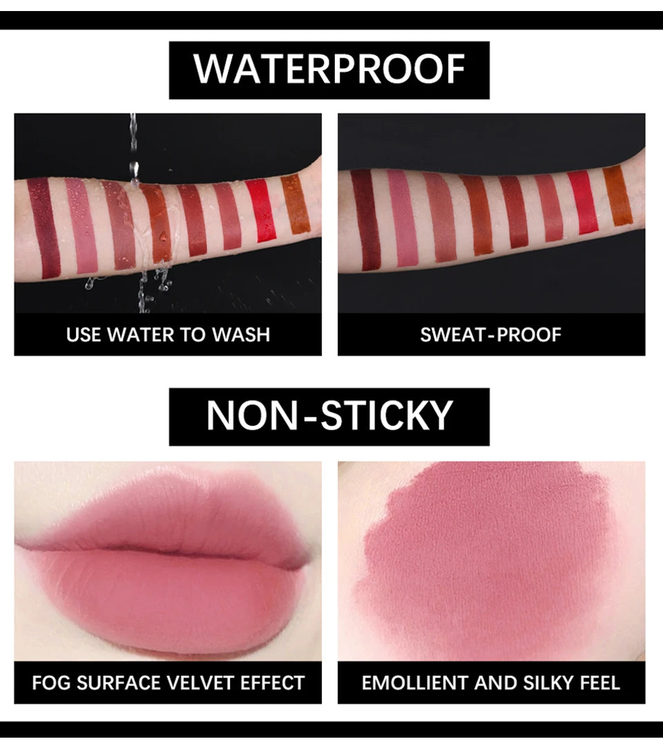 8Pcs/Set Velvet Matte Lipstick Set Long Lasting Waterproof