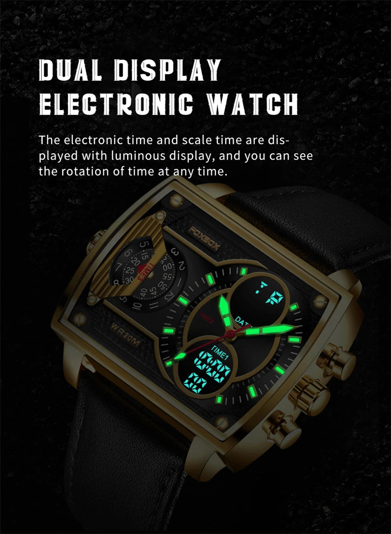 LIGE Digital Men's Watches Fashion Square Military Stainless Casual Sports Quartz Electronic Watch Waterproof Male Alarm Clocks