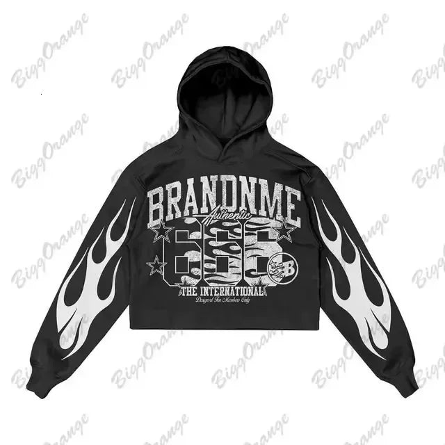 Harajuku Hand touch printing Hoodie Oversized Streetwear Tops Sweatshirt Y2k Clothes Gothic Grunge Hoodies  Men Clothing