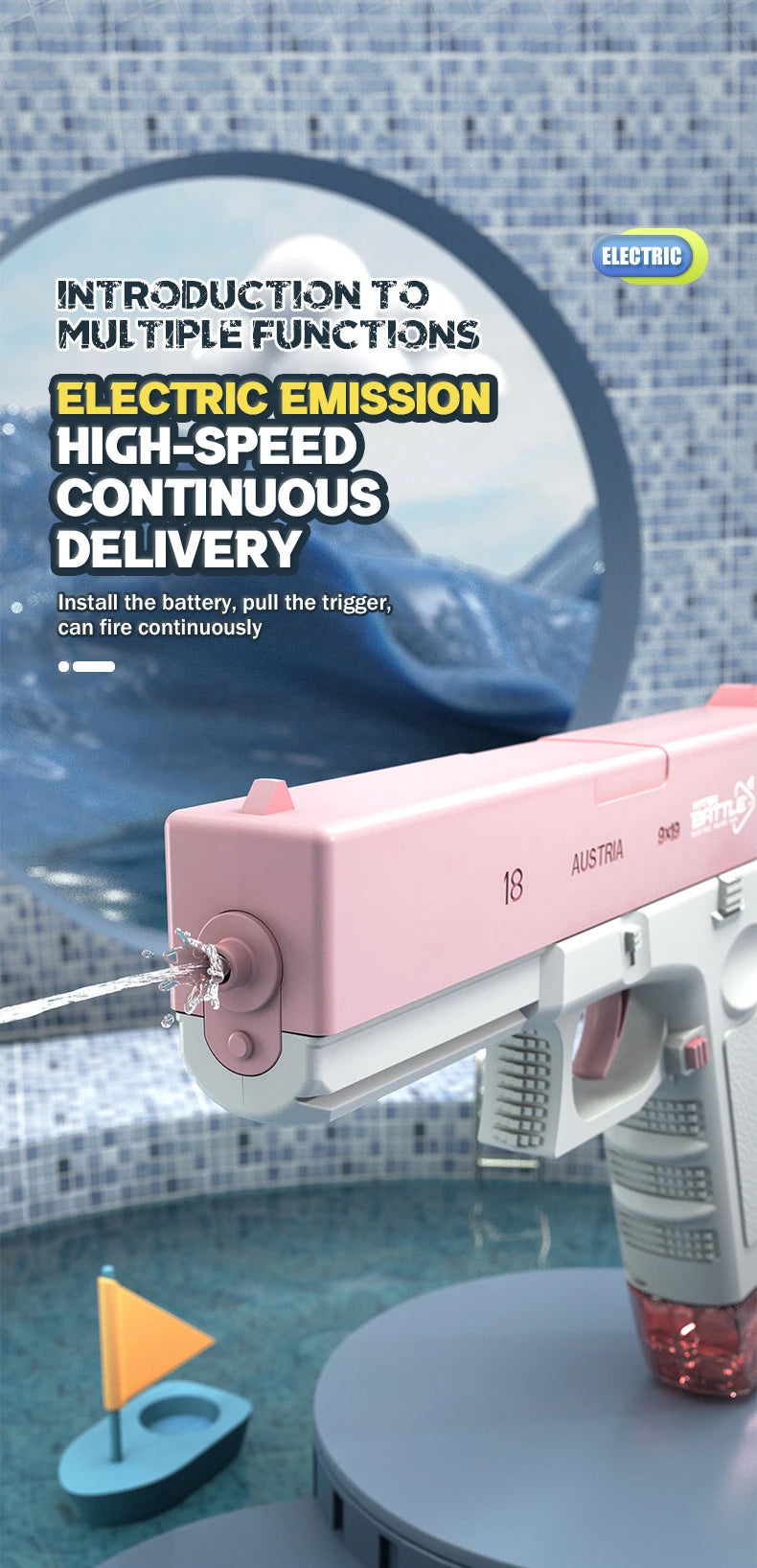 Electric Water Gun High-Pressure Shooting Soaker Full Automatic Water Blaster Spray Pistol Children Gift Party Beach Games