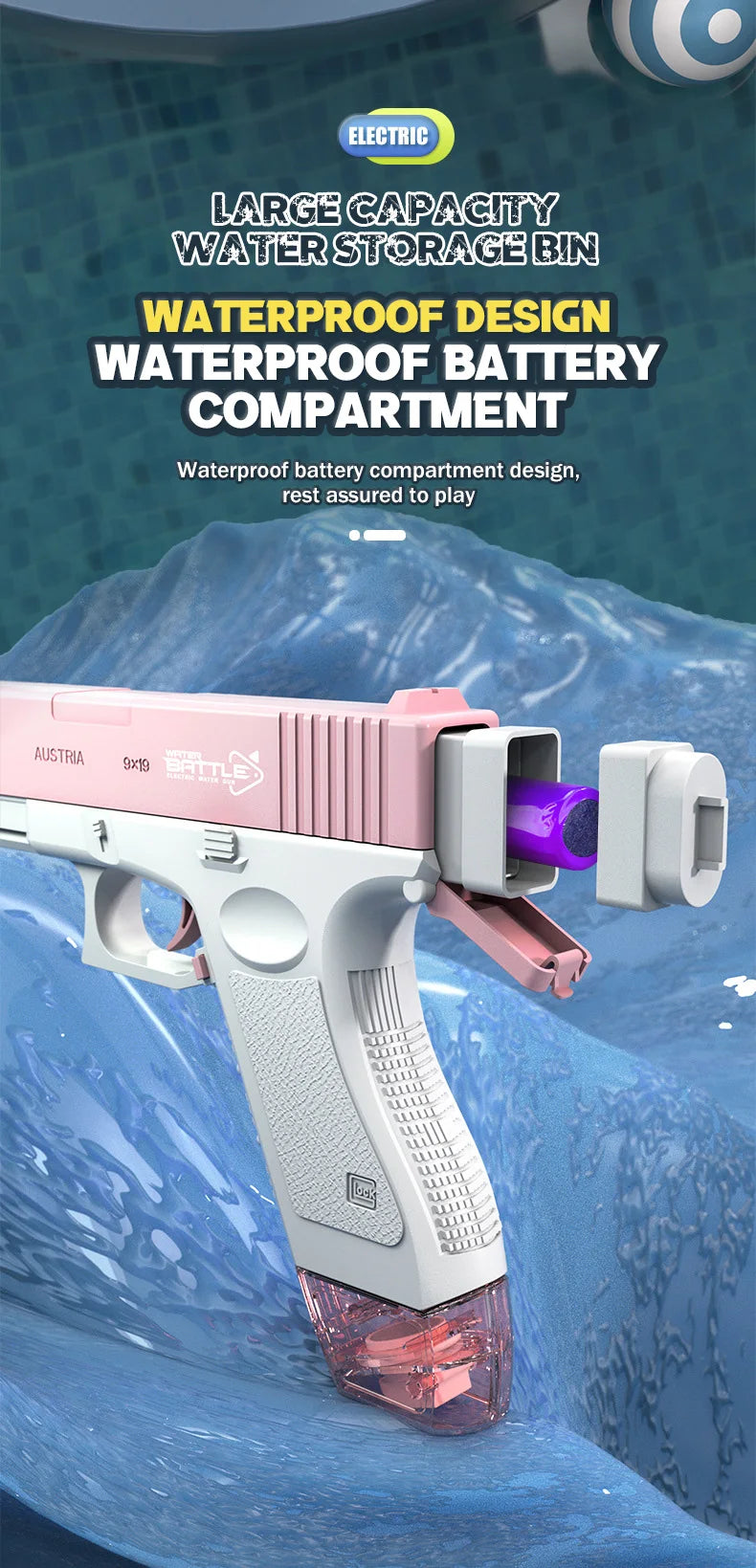 M416 Long Range Electric Water Gun Pistol 10M Portable Guns Children Outdoor Beach Outdoor Fight Shooting Toys for Boys Kid Game