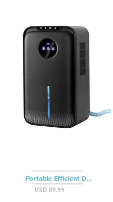Compact 85oz Dehumidifier Bathroom Bedroom RV Kitchen Quiet Auto Shut Off Night Light