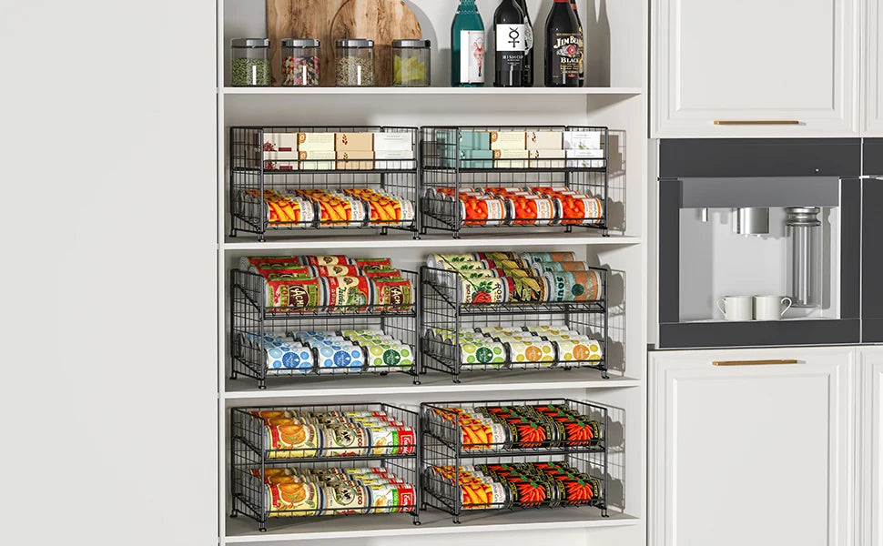 2-Pack Stackable Can Rack Organizer, Can Storage for Kitchen Pantry Cabinet, Can Holders for Food