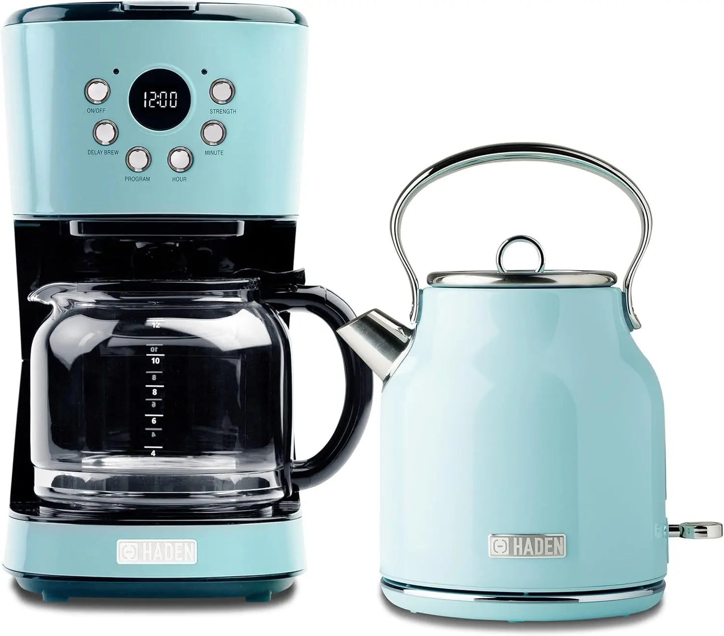 Coffee Machine, 12 Cup Drip Coffee Maker Bundled with Heritage 1.7 Liter Stainless Steel Electric Kettle, Ivory & Copper