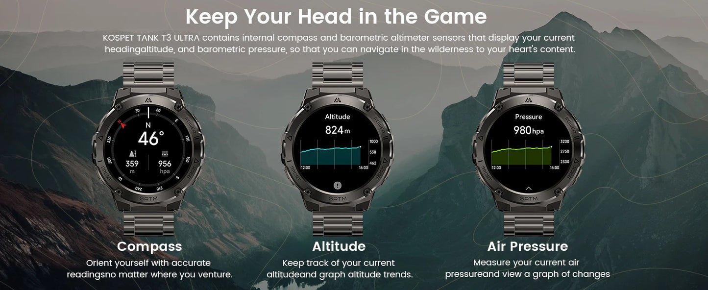 2024 Original Ticwris T3E GPS Smart Watch For Men Waterproof 5ATM IP69K 470mAh AMOLED Compass Bluetooth Call Electronic Watches