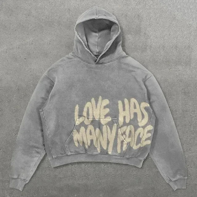 Harajuku Hand touch printing Hoodie Oversized Streetwear Tops Sweatshirt Y2k Clothes Gothic Grunge Hoodies  Men Clothing
