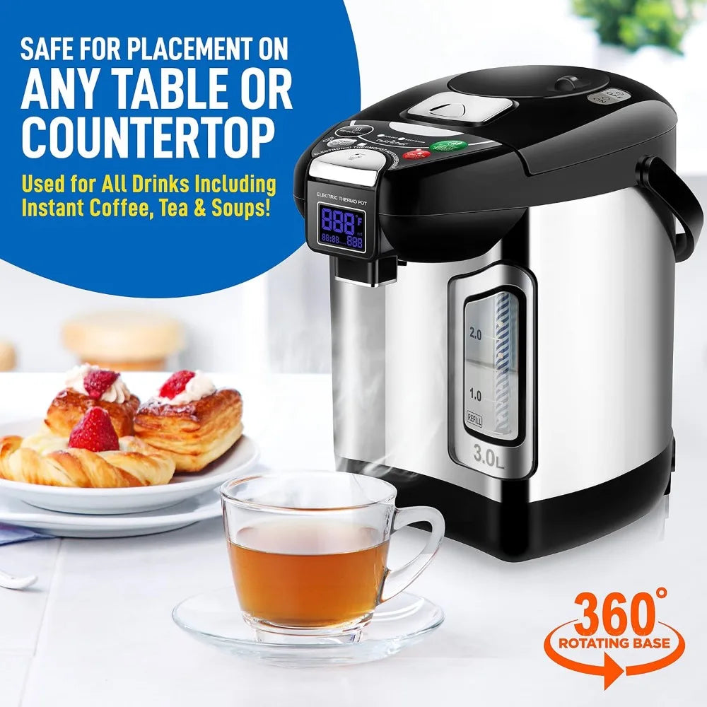Digital Water Boiler and Warmer,Stainless Electric Hot Water Dispenser,LCD Display,Rotating Base,Keep Warm,Auto Shut Off