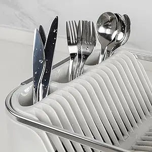 Dish Drying Rack for Kitchen Counter,Compact Dish Drainer with Drainboard,Utensil Holder and Cup Rack, Kitchen Drying Rack