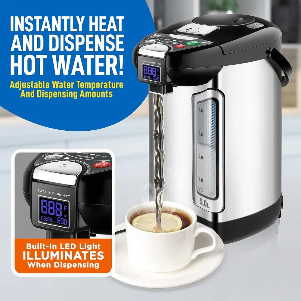 Digital Water Boiler and Warmer,Stainless Electric Hot Water Dispenser,LCD Display,Rotating Base,Keep Warm,Auto Shut Off