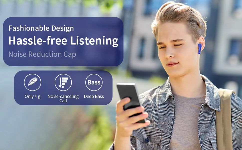 Wireless Earbuds with Bluetooth 5.3, In-Ear Headphones Featuring 4 ENC Mics and 36 Hours of Playtime, LED Display Included.