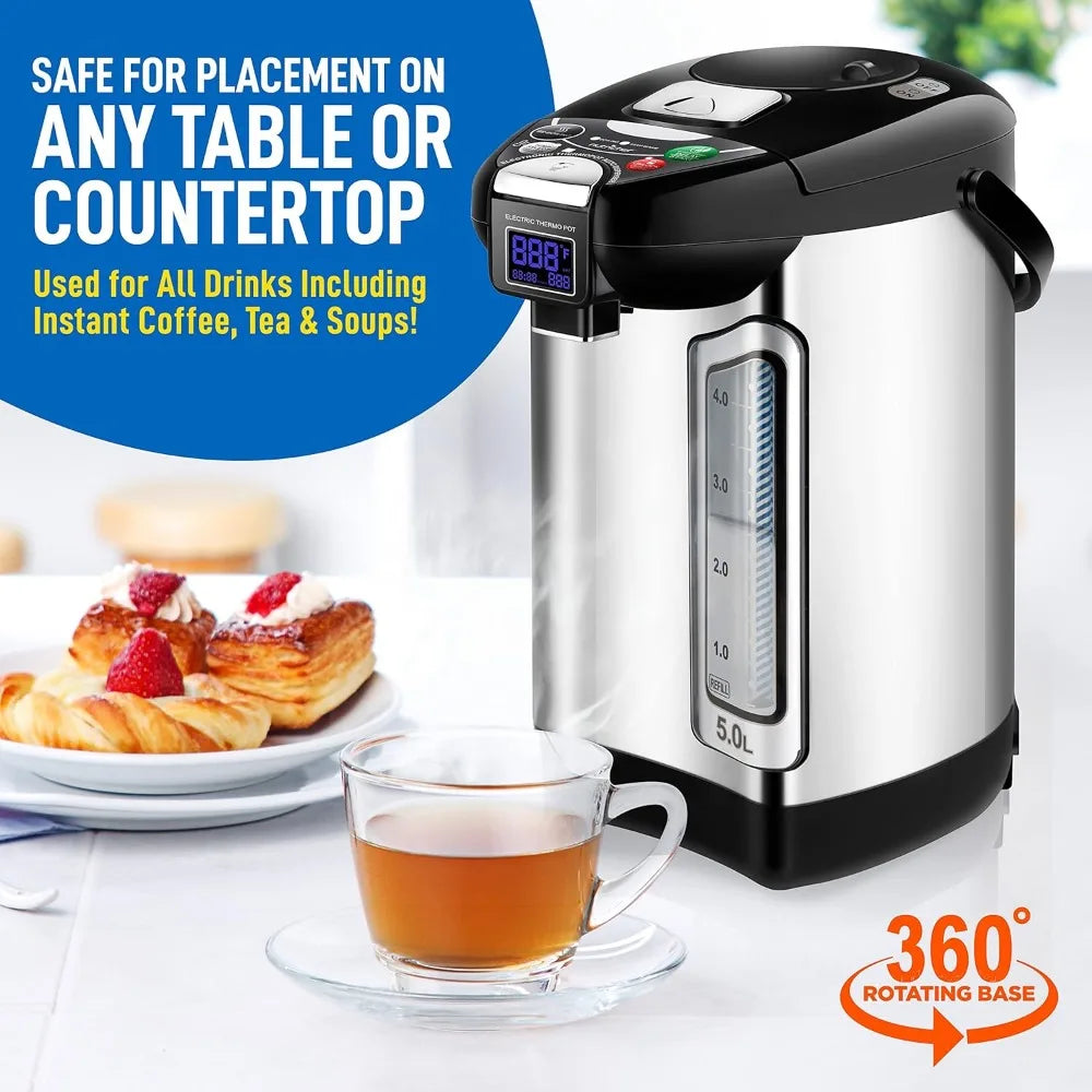Digital Water Boiler and Warmer,Stainless Electric Hot Water Dispenser,LCD Display,Rotating Base,Keep Warm,Auto Shut Off