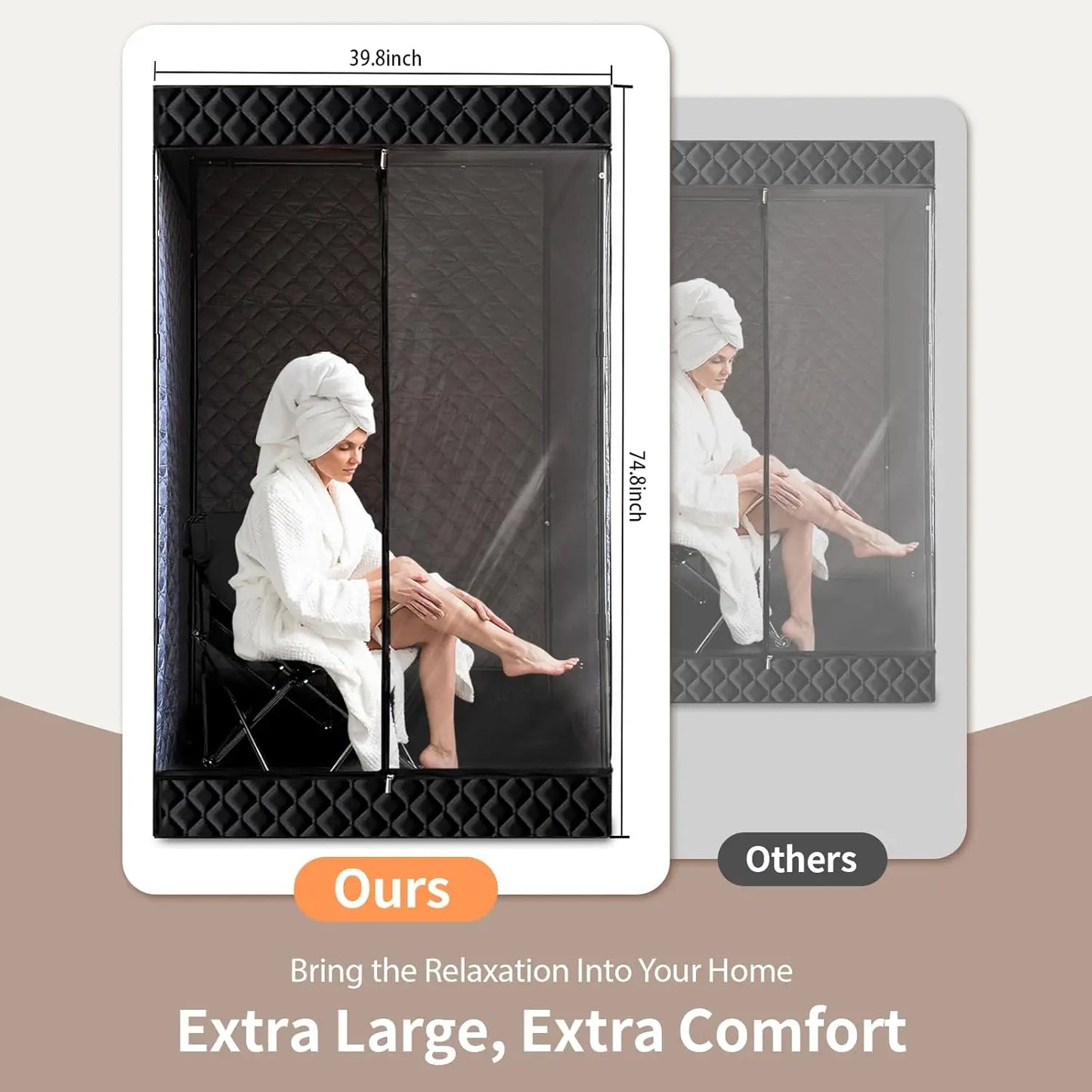 XL Portable Fridge Sauna Box, 6'3" Tall Spacious Design with Double Doors, Red Light Therapy 650nm