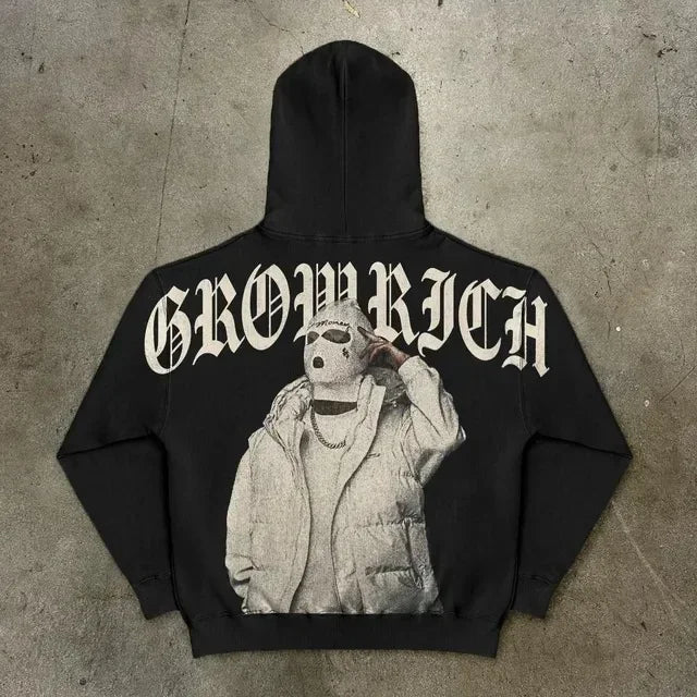 Harajuku Hand touch printing Hoodie Oversized Streetwear Tops Sweatshirt Y2k Clothes Gothic Grunge Hoodies  Men Clothing