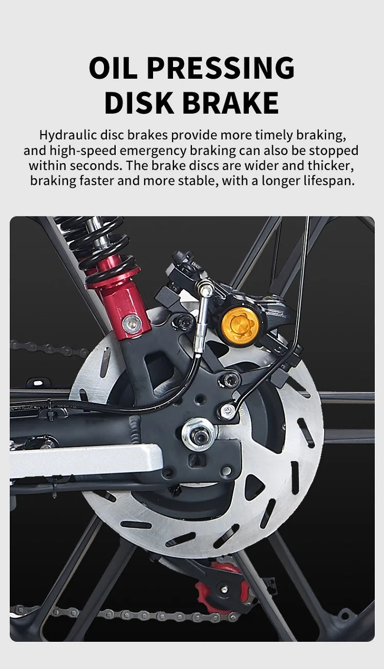 HAHOO H20 20 inches adult electric mountain bike 1000W brushless motor 48V 60Ah ebike dual suspension off road tyre bicycle