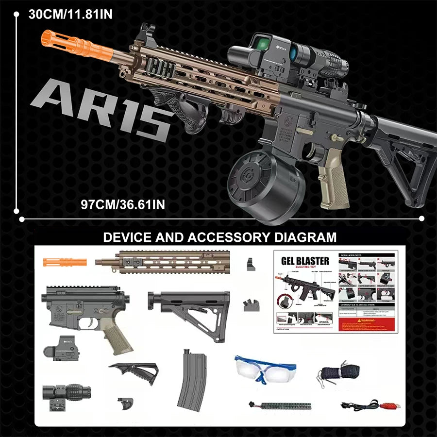 Gel Toy Gun Blaster Automatic, Electric Splatter Ball Toy Gun with Glasses, Fun Shooting Games(Without water bead)