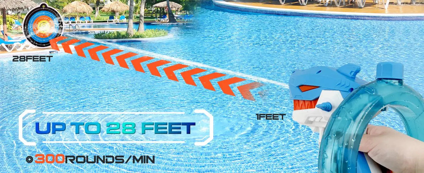 Electric Water Blaster, Automatic Squirt Gun up to 28Ft Long Range, Large Capacity Water Gun, Strong Water Gun